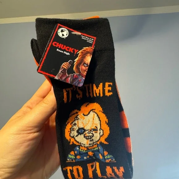 NWT Chucky two pack knee high socks black and orange - Picture 5 of 6